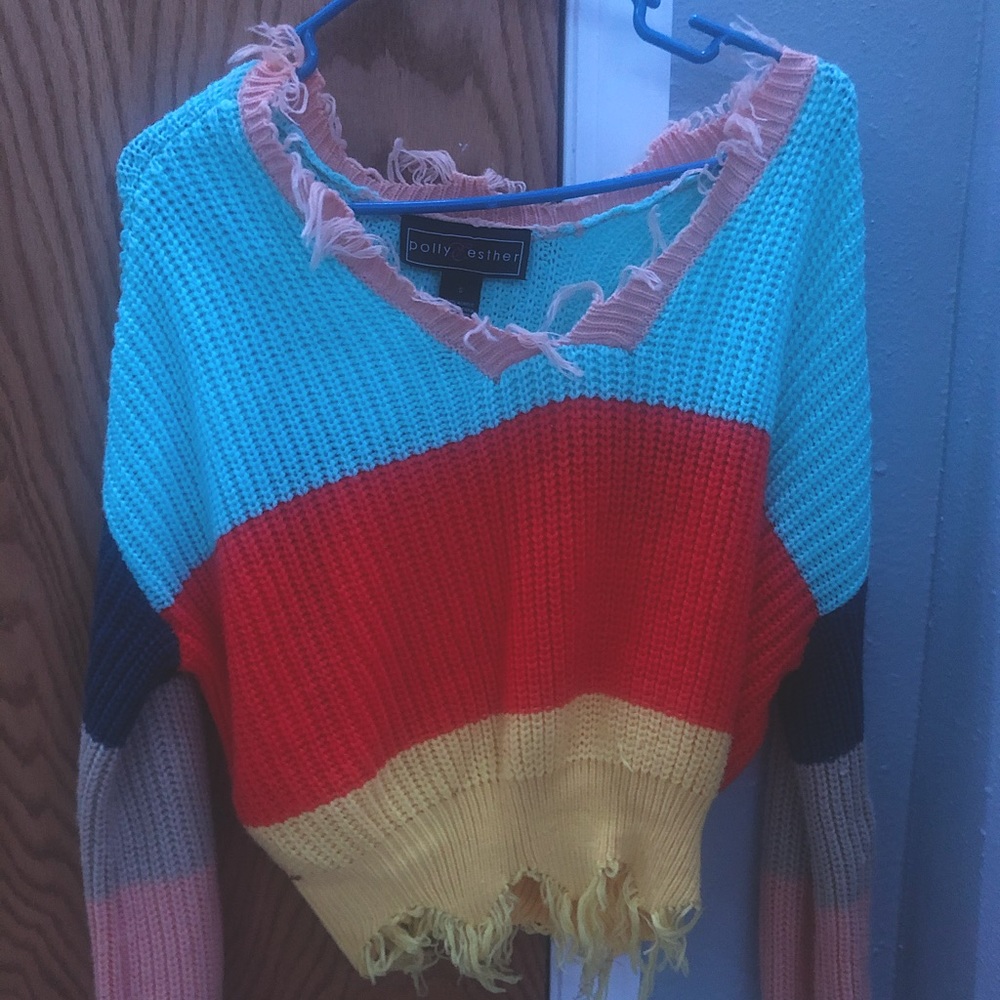 Distressed Colorful Sweater